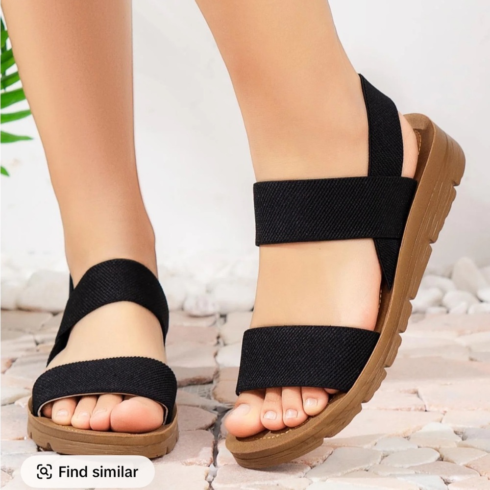 Stretchy Black Sandals for Women